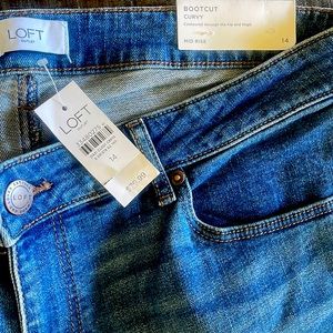 NWT LOFT MID RIISE CURVEY BOOTCUT STRETCH JEANS SZ 14